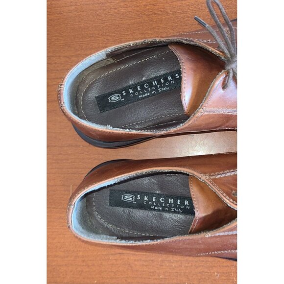 Men's SKECHERS MAESTRO Shoes Sz.10 Lace-Up Italian Brown Square Bicycle Toe - Picture 7 of 11